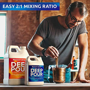 Upstart Epoxy 2" Deep Pour Epoxy Resin Kit DIY - Made In USA - Super Ultra Crystal Clear 2 Part Formulation - Perfect Casting Resin for River Table, Countertop, Tabletop, Art, Jewelry - 1.5 Gallon Kit