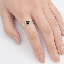 Load image into Gallery viewer, Women's Simple Simulated Black Onyx Unique Ring New .925 Sterling Silver Band Size 6
