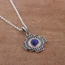 Load image into Gallery viewer, NOVICA Sodalite .925 Sterling Silver Pendant Necklace, 17.25" 'Blue Mountain Chakana'
