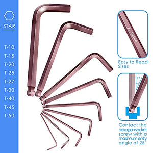 Necoichi Hex Key Allen Wrench Set,Small Hex Key Set,Short Arm Ball Head Allen Wrench Set Tool,Industrial Grade,Easy to Carry,9-Piece（1.5-10 mm）
