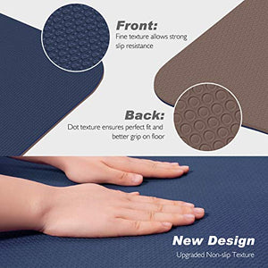 TOPLUS Yoga Mat, Upgraded 1/4 inch Non-Slip Texture Pro Yoga Mat Eco Friendly Exercise & Workout Mat with Carrying Strap - for Yoga, Pilates and Floor Exercises (Blue)