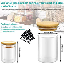 Load image into Gallery viewer, Nialnant 12 Pcs Glass Spice Jars with Bamboo Lids, 6oz Small Glass Jars with Labels &amp; Pen, Glass Storage Jars for Kitchen Tea Coffee Sugar Nuts
