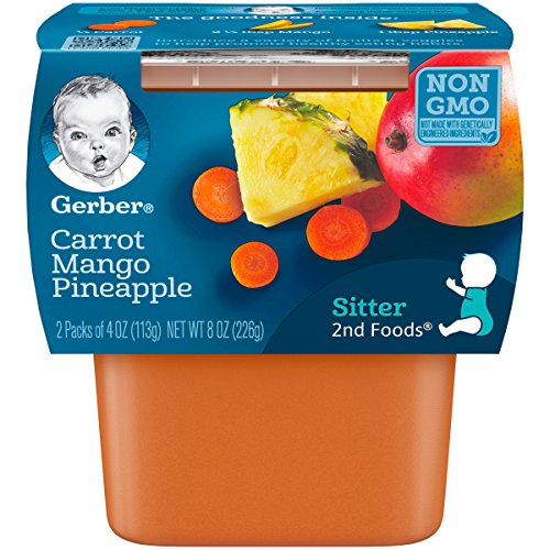 Gerber Baby Food 2nd Foods Blends, Carrot Mango Pineapple Puree, Veggie Power, Natural & Non-GMO, 4 Ounce, 2-Pack (Pack of 8)