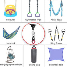Load image into Gallery viewer, MDAIRC Heavy Duty Hanging Kit Swing Hangers and Hammock Spring and 360 Smooth Swing Swivel Spinner Kglobal Swivel Hook and Locking Snap Hooks for Wooden Sets，tire Swing Swivel, Seat Trapeze Yoga
