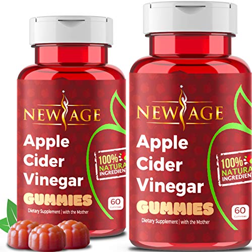 (2-Pack) Apple Cider Vinegar Gummies by New Age - Amazing Taste with Raw, Organic, Unfiltered Mother ACV, B9, B12, Beetroot, Pomegranate. Vegan & Non-GMO Gummy. Made in USA.