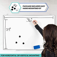Load image into Gallery viewer, Officeline Ultra-Slim, Lightweight Magnetic Dry Erase Board &amp; Accessories (Includes Whiteboard Pen &amp; Pen Tray, 3 x Magnets &amp; Eraser) (24 x 36 Inch)
