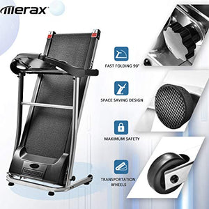 Merax Folding Electric Treadmill Motorized Running Machine Easy Assembly Electric Treadmills for Home, Motorized Fitness Compact Running Equipment with LCD for Home (Black)