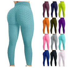 Load image into Gallery viewer, 5665 Butt Lifting Workout Leggings for Women Anti Cellulite High Waisted Yoga Pants Exercise Tummy Control Sport Tights Blue
