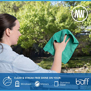 12" x 12" Buff Pro Multi-Surface Microfiber Cleaning Cloths | Black - 12 Pack | Premium Microfiber Towels for Cleaning Glass, Kitchens, Bathrooms, Automotive, Supplies & Products