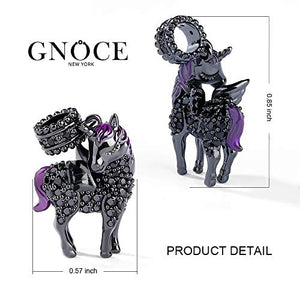 Gnoce"Divine Soul and Spirit" Black Plated Unicorn with Wings Beads 925 Sterling Silver Charm Pendant Locket fit for Bracelet/Necklace