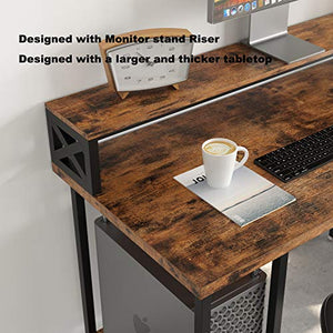 IRONCK Industrial Computer Desk 55", Office Desk with Printer Monitor Shelf Storage Shelf CPU Stand, Studying Writing Table for Home Office
