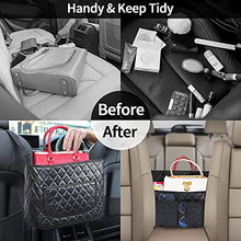 Load image into Gallery viewer, BUJOYWOD Purse Holder for Car Net Pocket Handbag Holder, Upgraded Purse Holder for Car Organizer and Storage, Car Handbag Holder for Extra Storage (Leather Black)
