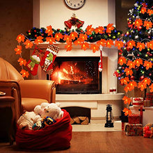 Load image into Gallery viewer, Thanksgiving Decorations Lighted Fall Garland, Fall Maple Leaves String Lights for Indoor Outdoor Total 32 ft 100 LED Maple Leaves Light，Halloween String Lights Fall Decor for Home Holiday
