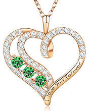 Load image into Gallery viewer, YOHOYO Forever Love Heart Pendant May Emerald Necklaces for Women with Birthstones Zirconia Jewelry Christmas Birthday Valentine Day Gift for Women Mom Her Girlfriend Girls Sister
