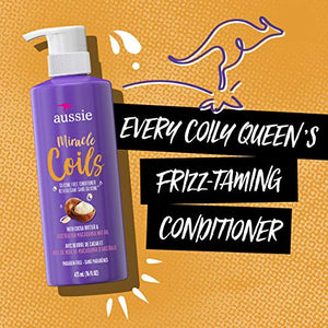 Aussie Miracle Coils Collection, Shampoo, Conditioner, Shaping Jelly & Stretching Cream, For Curly Hair, Made with Australian Macadamia Nut Oil, Sulfate & Paraben Free , White , 4 Piece Set