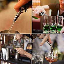 Load image into Gallery viewer, AOZITA 12 Pack Stainless Steel Classic Bottle Pourers Tapered Spout - Liquor Pourers with Rubber Dust Caps
