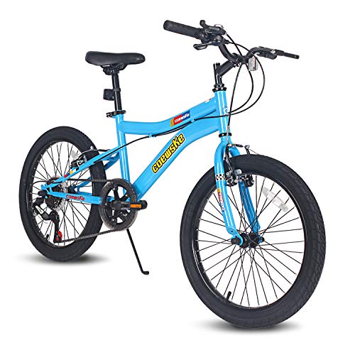COEWSKE 20 Inch Kids Bike Enjoy-Style Children's Variable Speed Mountain Bike Sports Cycling 1 Speed & 6 Speed with Kickstand Fit for 6-10 Years Old Or 49-60 Inch Tall Kids (6-Speed Sky Blue)
