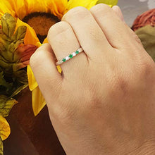 Load image into Gallery viewer, Dazzlingrock Collection 10K Round Emerald &amp; Diamond 5 Stone Ladies Anniversary Wedding Band, White Gold, Size 7
