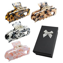 Load image into Gallery viewer, 4PCS Large Hair Clips for Women LAXMTT Hair Clips for Thick Hair Acrylic Banana Clips Hair for Girls Gift, for Halloween, Thanksgiving, Christmas gifts（Long Size，Leopard Print）
