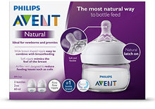 Load image into Gallery viewer, Philips Avent Natural Baby Bottle, Clear, 2oz, 2pk, SCF019/25
