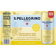 Load image into Gallery viewer, S.Pellegrino Essenza Lemon Lemon Zest Flavored Mineral Water, 11.15 fl oz. Cans (8 Count)
