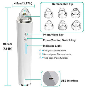 Blackhead Remover Vacuum, 5.0 MP Pore Vacuum with Camera Blackhead vacume Remover Pore Cleaner Suction Tool, Rechargeable Facial Comedone Acne Extractor for Men Women
