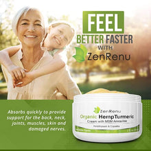 Load image into Gallery viewer, Organic Hemp Cream by ZenRenu - MSM Turmeric Arnica - Made in USA Premium Hemp Oil
