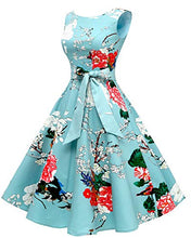 Load image into Gallery viewer, Hanpceirs Women's Boatneck Sleeveless Swing Vintage 1950s Cocktail Dress MintFlower 2X
