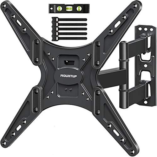 MOUNTUP TV Wall Mount, Full Motion Tilting TV Mount Bracket for Most 26-55 Inch Flat Curved TVs with Articulating Arms, Wall Mount TV Bracket with Max VESA 400X400mm and 88lbs, Fits Single Stud MU0014