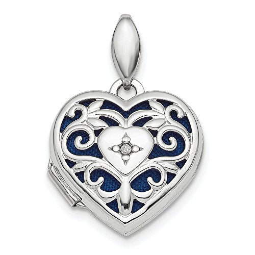 925 Sterling Silver Filigree Diamond Heart Photo Pendant Charm Locket Chain Necklace That Holds Pictures Fine Jewelry For Women Gifts For Her