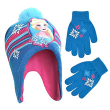Load image into Gallery viewer, Disney Little Winter Hat, Kids Gloves or Toddlers Mittens, Frozen Elsa and Anna Baby Beanie for Boy Girl Ages, Blue/Pink, Age 4-7

