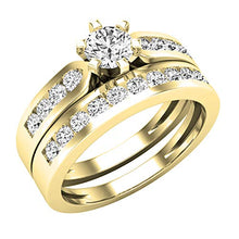 Load image into Gallery viewer, Dazzlingrock Collection 0.95 Carat (ctw) 14K Round Cut Diamond Bridal Engagement Ring Set 1 CT, Yellow Gold, Size 7
