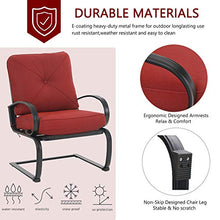 Load image into Gallery viewer, MFSTUDIO 7 Piece Outdoor Patio Dining Set 6 Spring Motion Cushion Chairs, 1 Rectangular Table with 1.57&quot; Umbrella Hole Furniture Sets for Lawn Backyard Garden

