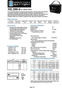 Mighty Max Battery 6V 200AH SLA Battery Replaces Camper Golf Cart RV Boat Solar Wind Brand Product