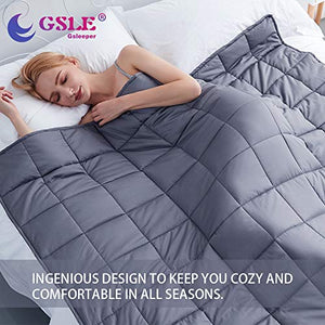 GSLE Weighted Blanket (Grey, 48"x72" Twin Size 12 lbs), Hypoallergenic Cozy Heavy Blanket - Say Goodbye to Restlessness, Usher in a Era of Peace and Fresh Sleep