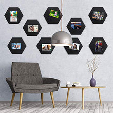 Load image into Gallery viewer, 10 Packs Pin Board Hexagon Felt Board Tiles Bulletin Board Memo Board with 20 Pieces Push Pins, Decoration for Home Office Classroom Wall (Black, 5.9 x 7 Inches/ 15 x 17.7 cm)
