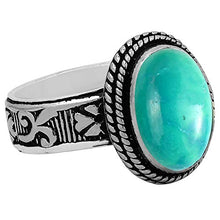Load image into Gallery viewer, Turquoise Ring Size 11 925 Silver Overlay Vintage Style Handmade Solitaire Ring
