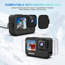 Load image into Gallery viewer, Accessories Kit for GoPro Hero 10/9 Black, Silicone Sleeve Protective Case with Rubber Cap + 6Pcs Tempered Glass Screen Protector with Lens Cover Cap for GoPro Hero 10/9
