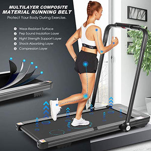 Folding Treadmill,2 in1 Small Treadmills for Home,2.25Hp Electric Under Desk Treadmill Weight Machine with Bluetooth Speakers&Remote Control,Built-in 5 Modes&12 Programs,Installation-Free (Black)