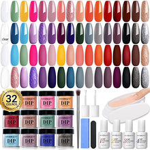 Load image into Gallery viewer, 42 Pcs Dip Powder Nail Kit Starter, AZUREBEAUTY New All Season Color Series Nail Dip Powder Kit Fall Dip System with Essential Liquid and Dip Recyeling Tray Set for French Nail Art Manicure Salon DIY Home Gift
