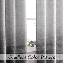 Load image into Gallery viewer, Ombre Window Door Curtain 100" Extra Wide Linen Ombre Gradient Print on Rayon Blend Fabric Treatment for Sliding Patio Door with 14 Grommets, Cream White to Light Gray, 100" x 84", 1 Panel
