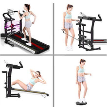 Load image into Gallery viewer, Folding Treadmill, Manual Running Machine with APP Monitoring, Wireless Speaker, Sit-ups Pannel, T-Twisting Machine, Waist Training Tray, Draw Rope Mechanical and Massage Wheel with Tablet Stand.
