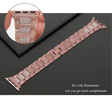 Load image into Gallery viewer, hooroor Bling Bands Compatible Apple Watch Band 38mm 40mm/42mm 44mm iWatch Series 6 SE 5 4 3 2 1 for Women Men, Diamond Rhinestone Bracelet Stainless Steel Metal Replacement Wristband Strap, Rose Gold
