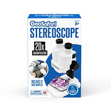 Load image into Gallery viewer, Educational Insights GeoSafari Stereoscope, Introductory Stereo Microscope for Kids, Dual Eyepiece Up to 20x Magnification, Includes 12 Rock Samples, Ages 8+
