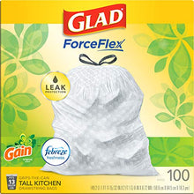 Load image into Gallery viewer, Glad ForceFlex Tall Kitchen Drawstring Trash Bags, 13 Gal, 100 Ct (Package May Vary)
