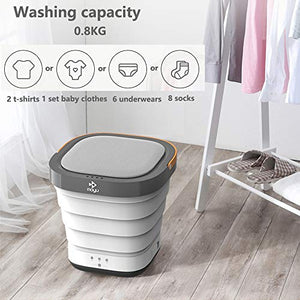 Portable Washing Machine Foldable Bucket Washer with Spin Dry and Drainage Pipe(110V/240V, US Plug)