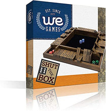 Load image into Gallery viewer, WE Games 4 Player Shut The Box Dice Board Game - Walnut Stained Wood - Large Coffee Table Size - 14 Inches, for Family and Adult Game Night Play in Classroom, Home or Bar
