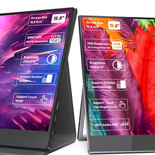 Load image into Gallery viewer, Portable Monitor Bundle - 4K 15.6 Inch Adobe 100% Touchscreen &amp; FHD 1080P 15.8 Inch Second External Monitor for Laptop, MacBook, PS5, PS4, Xbox, Switch
