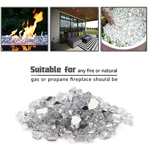 Load image into Gallery viewer, CJGQ Fire Glass 20LB for Fire Pit Extreme Tempature Rating Good for Propane or Natural Gas Reflective Fireplace Glass Crystal White