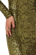 Load image into Gallery viewer, PETER DUNDAS Long Sleeve Green Sequin Jersey Dress, 40IT
